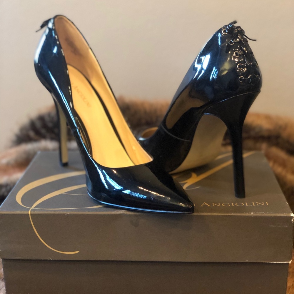 Black Patten Leather Enzo Angolini Stilettos
